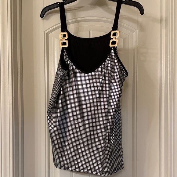 SHEIN Tops - Elegant Black and Silver Women's Top